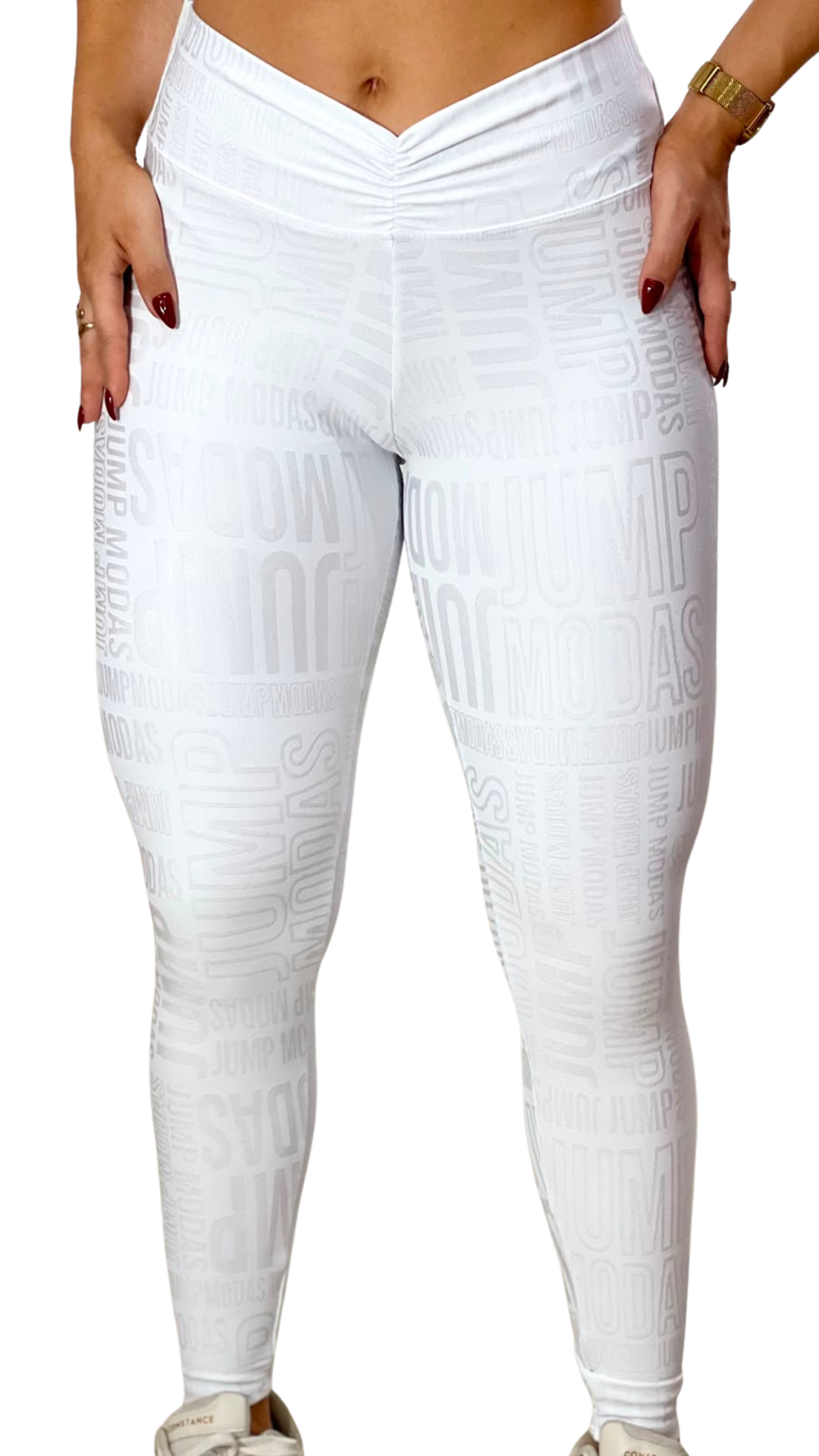Legging Fitness Cintura Alta Branca Jump Modas — Jump Modas, moda fitness feminina em Belém-PA