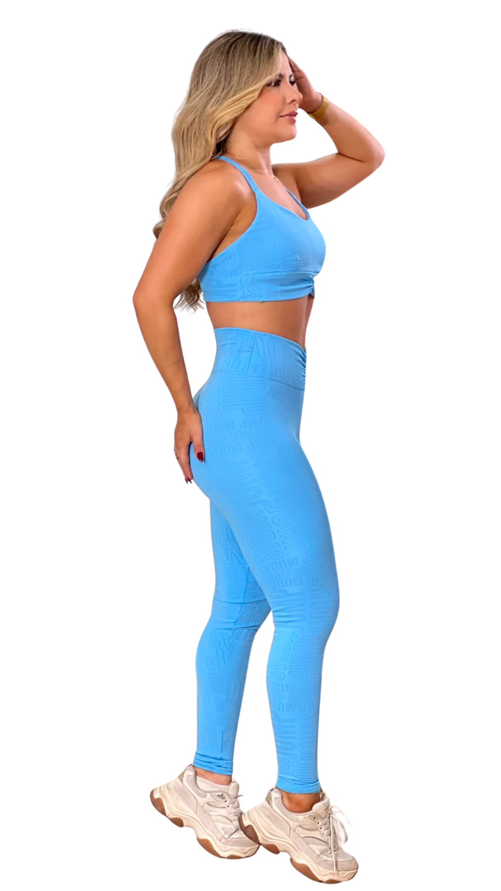 Legging Fitness Cintura Alta Azul Jump Modas — Jump Modas, moda fitness feminina em Belém-PA
