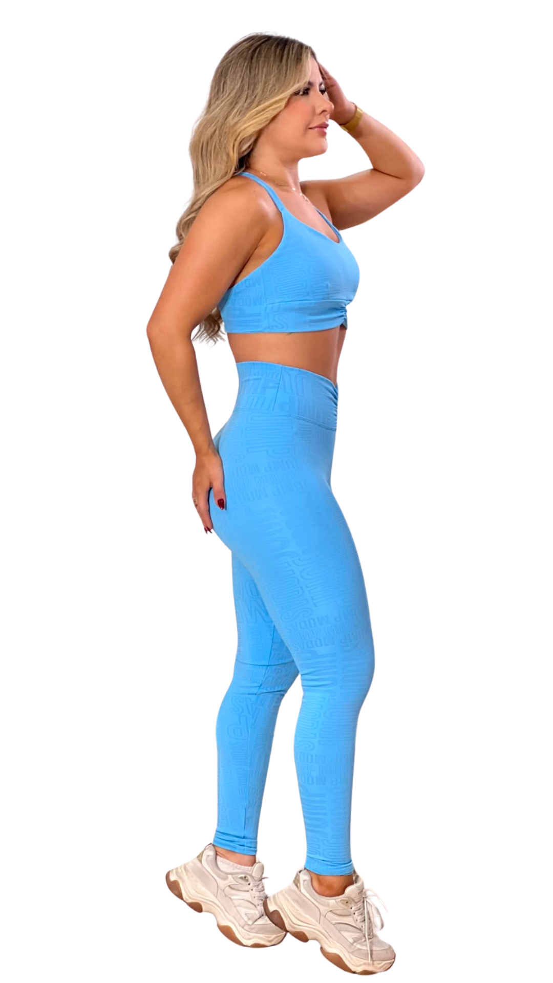 Legging Fitness Cintura Alta Azul Jump Modas — Jump Modas, moda fitness feminina em Belém-PA