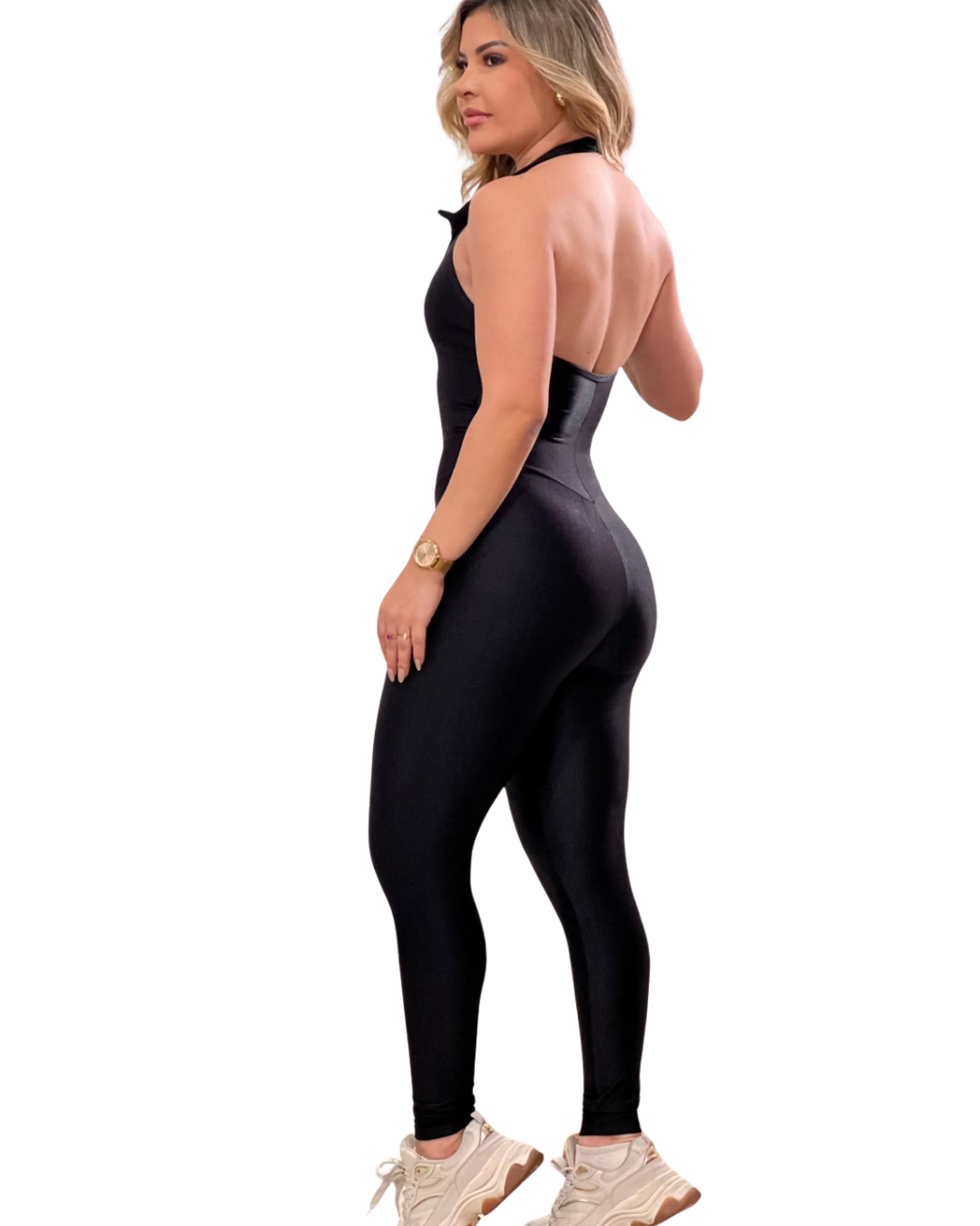 Macacão Fitness Halter Costas Nuas