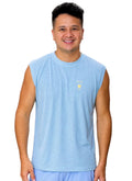 Machão Masculino Azul Claro em Tela Perfurada