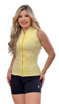 Colete Fitness Amarelo Canelado com Zíper Jump
