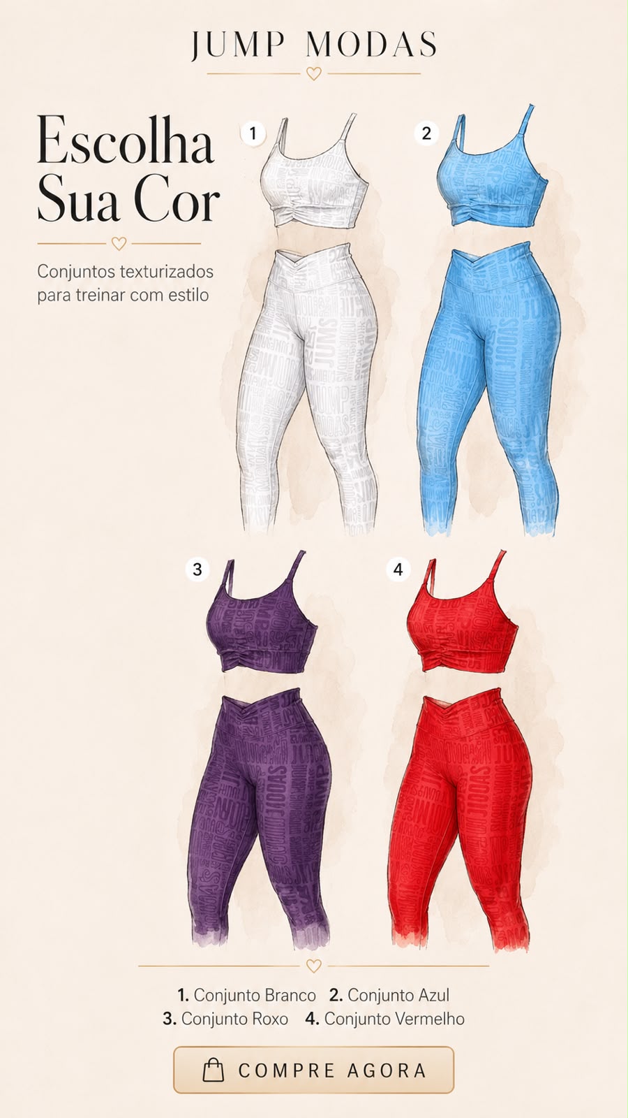 Moda fitness feminina Jump Modas — produção própria em Belém-PA