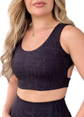 Top Preto Logo All-Over Costas Strappy