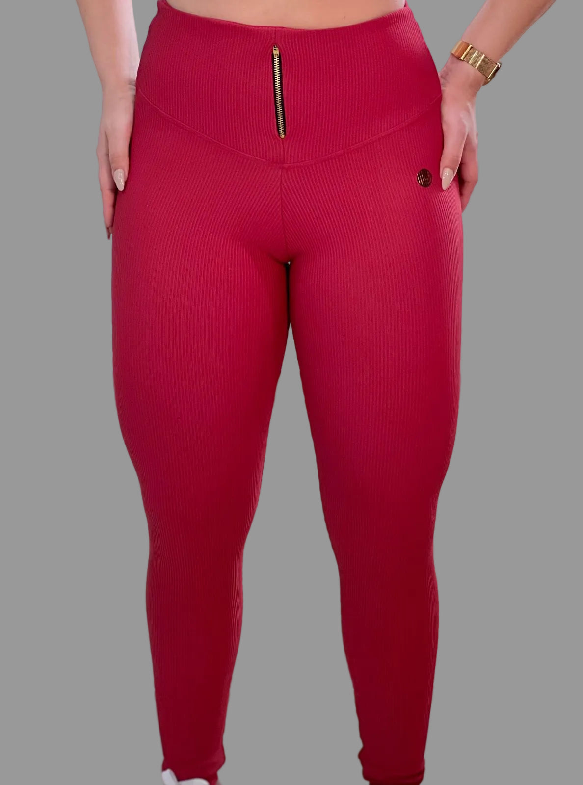 Legging Scarlet Ribbed — Cintura Alta com Zíper