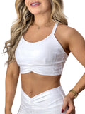 Top Fitness Cropped Branco com Textura Jump Modas — Jump Modas, moda fitness feminina em Belém-PA