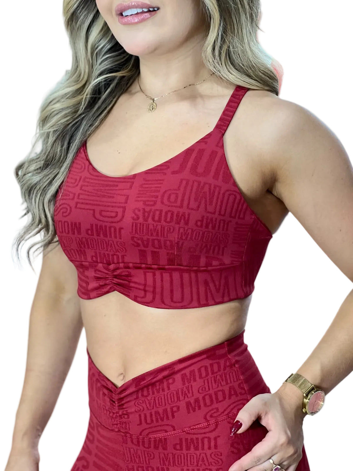 Top Fitness Vinho com Textura Jump Modas — Jump Modas, moda fitness feminina em Belém-PA