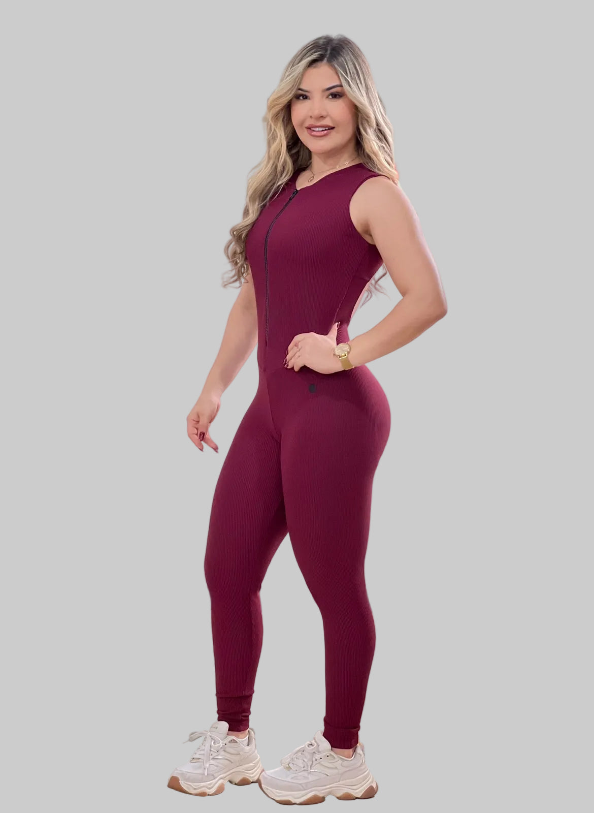 Macacão Fitness Canelado com Zíper | Jump Modas