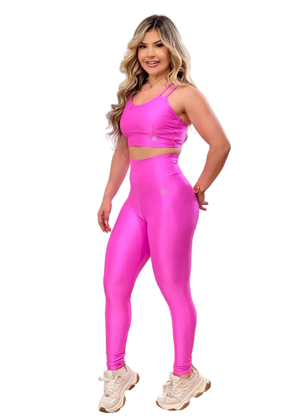 Top Alças Cruzadas Canelado — Rosa Pink | Paula Marrocos Signature — Jump Modas, moda fitness feminina em Belém-PA