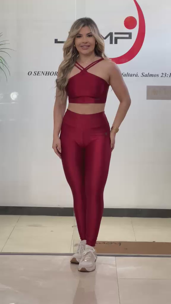 Legging Metalizada Vermelho Vinho